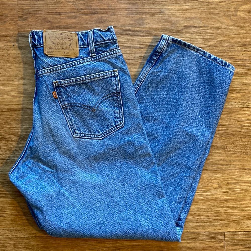 Vtg Levis 550 Size 32 Orange Tab Light Blue 90s Outdoor